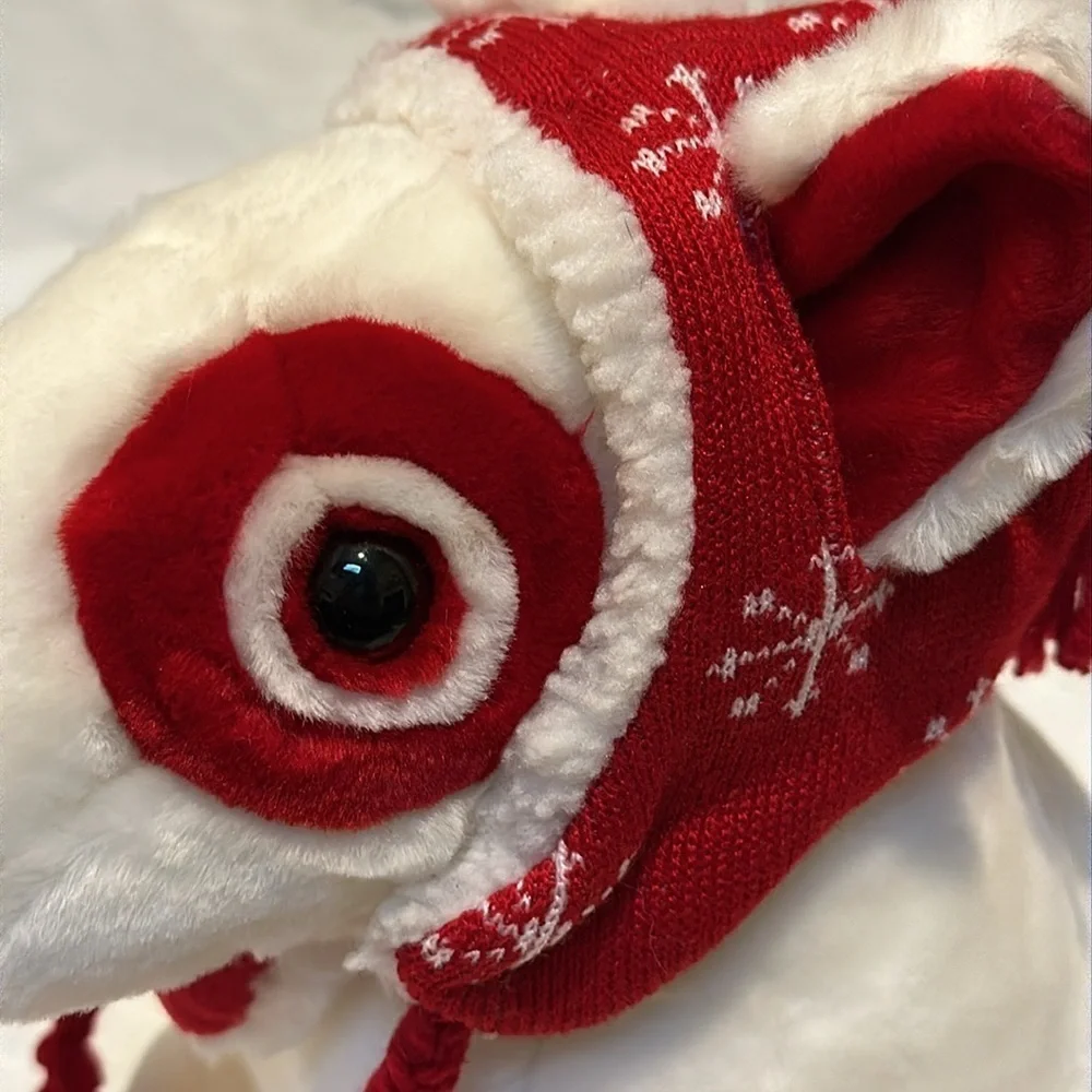 BullsEye the Target Mascot Dog Bull Terrier Plush Stuffed Dog  DHC Snowflake Hat